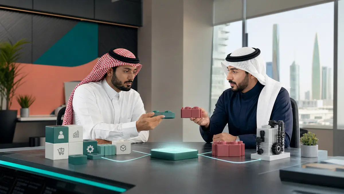 Saudi business analyst and technical lead comparing standard Odoo configuration with a maintained custom extension