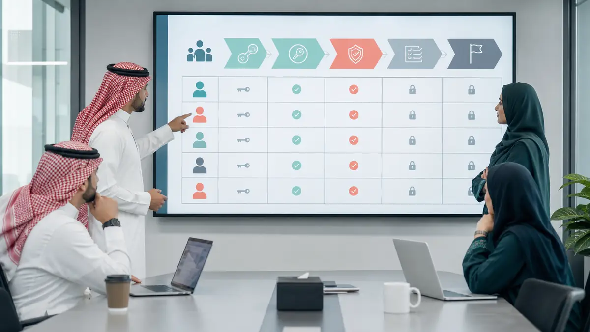 Saudi management team designing ERP roles permissions and approval gates
