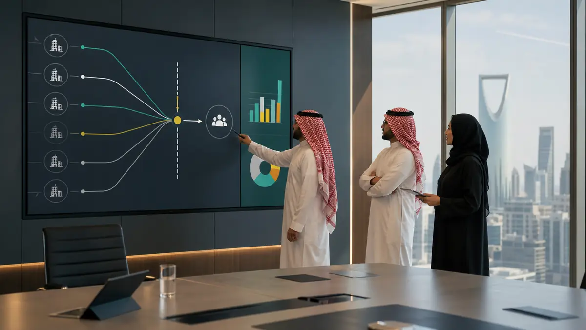 Saudi finance and operations leaders reconciling reporting data across company branches