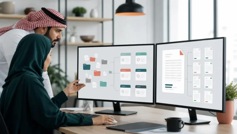 Saudi finance team preparing customer product and Arabic invoice data for Odoo migration