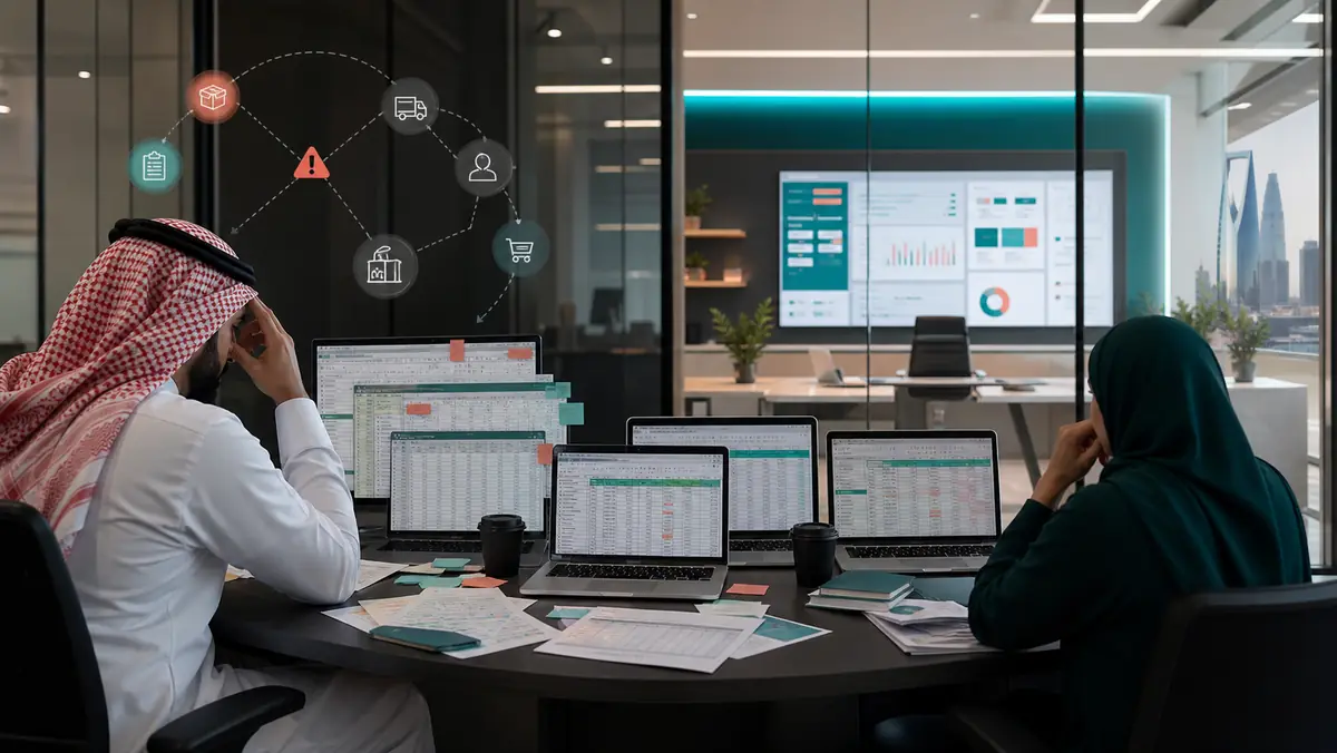 Saudi business leaders reviewing signs that spreadsheets are no longer sufficient for operations
