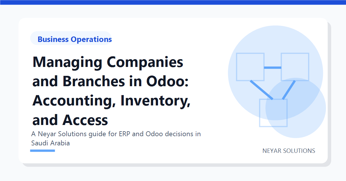 Managing Companies and Branches in Odoo: Accounting, Inventory, and Access - Neyar Solutions featured image