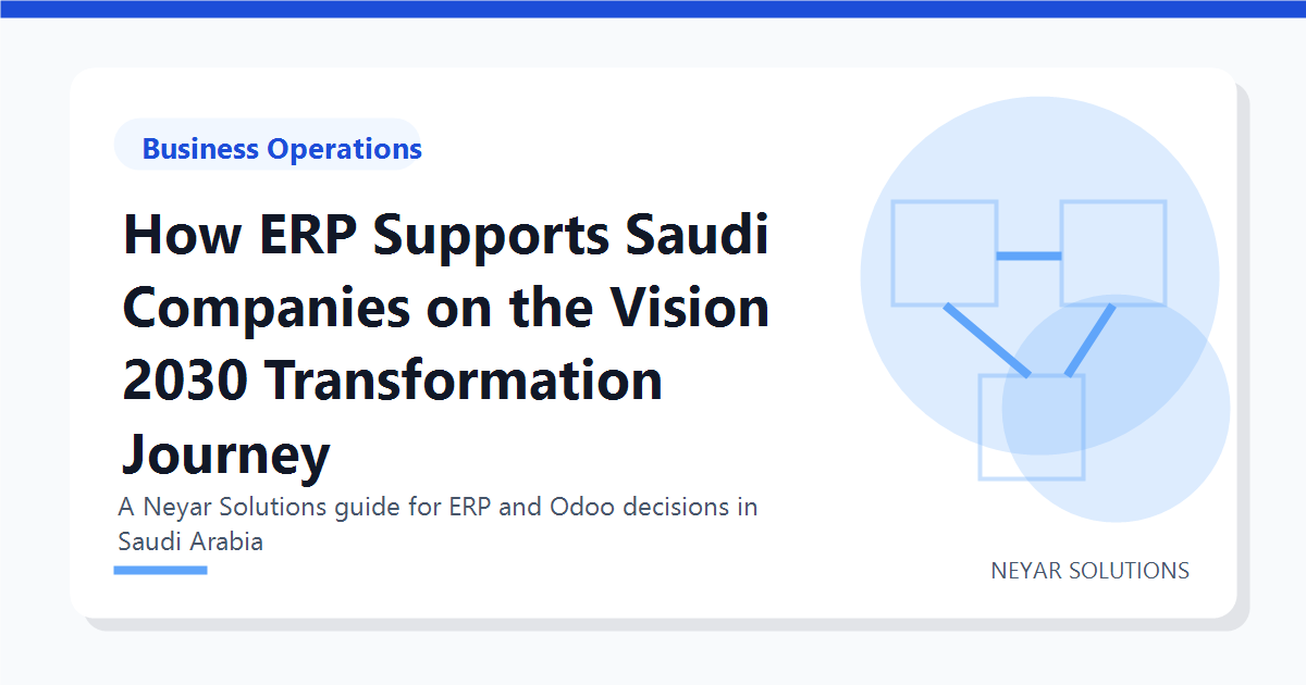 How ERP Supports Saudi Companies on the Vision 2030 Transformation Journey - Neyar Solutions featured image